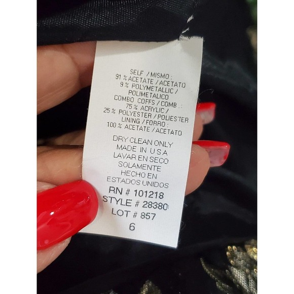 Crimson by Lawrence Kurtz Black Floral Long Sleeve Buttons Front Jacket Blazer 6 - Picture 10 of 12